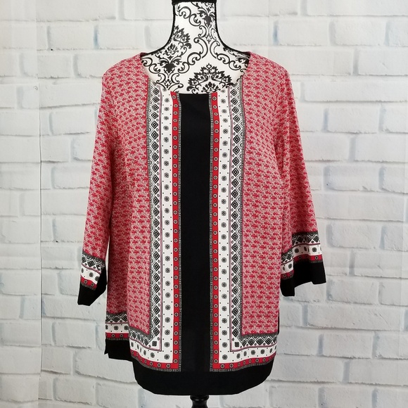 Roz & Ali Tops - Roz & ALI sz 1x pullover geo print top